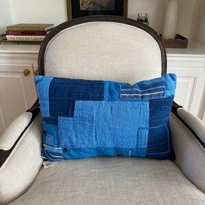Ralph Lauren Stover Throw Pillow 16 x 24 Summer Blue Patchwork